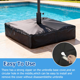 Rileytee base cover installed on a square base for a snug all-weather fit