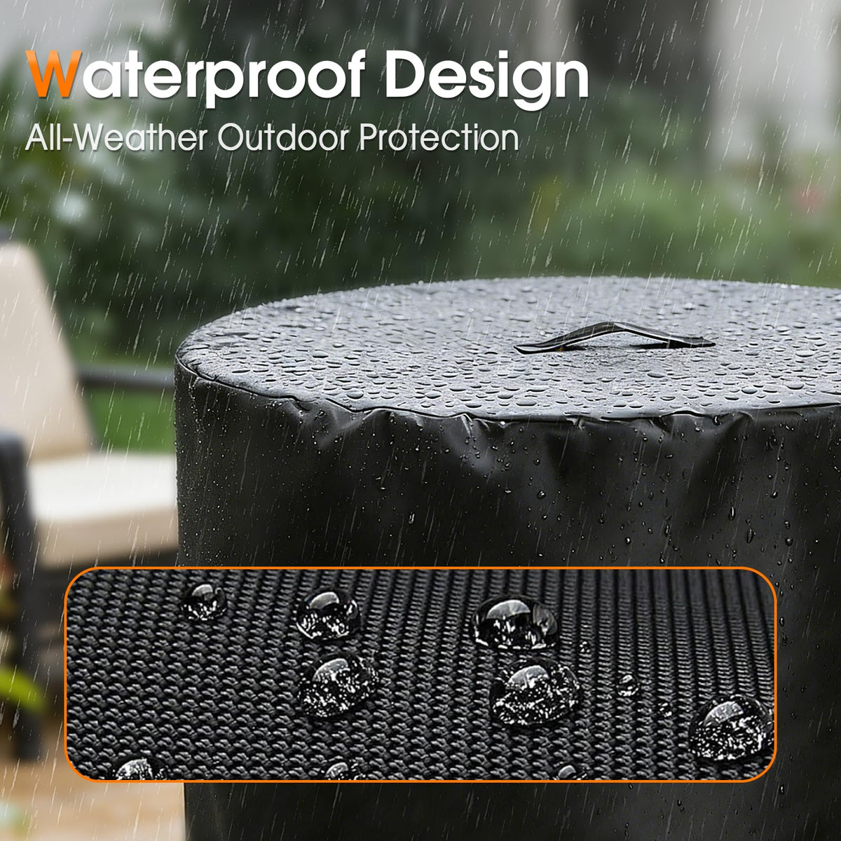 Rilime cover top handle for easy removal before lighting the fire pit
