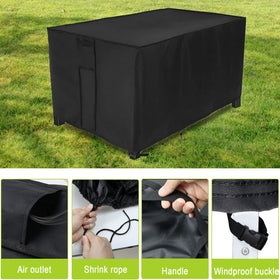 Rilime fire pit cover rectangular side view shows full coverage and fit