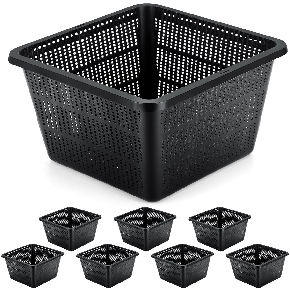 RimCereal eight-pack aquatic plant baskets for a lush pond setup.