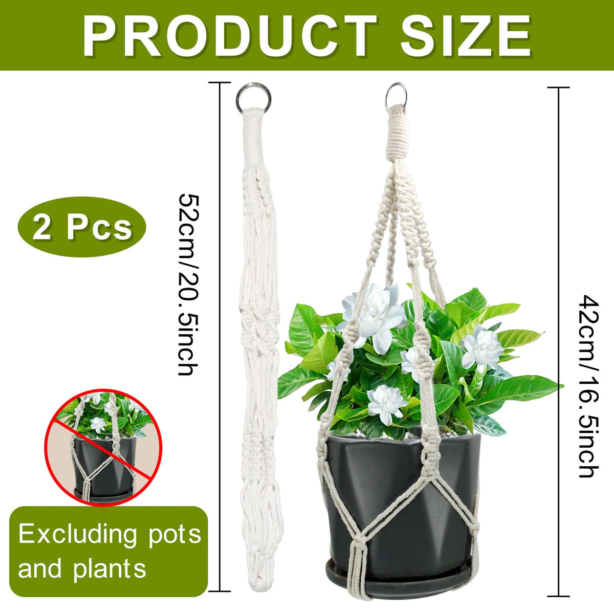 Rimoev macrame plant hanger four-arm structure provides sturdy pot support
