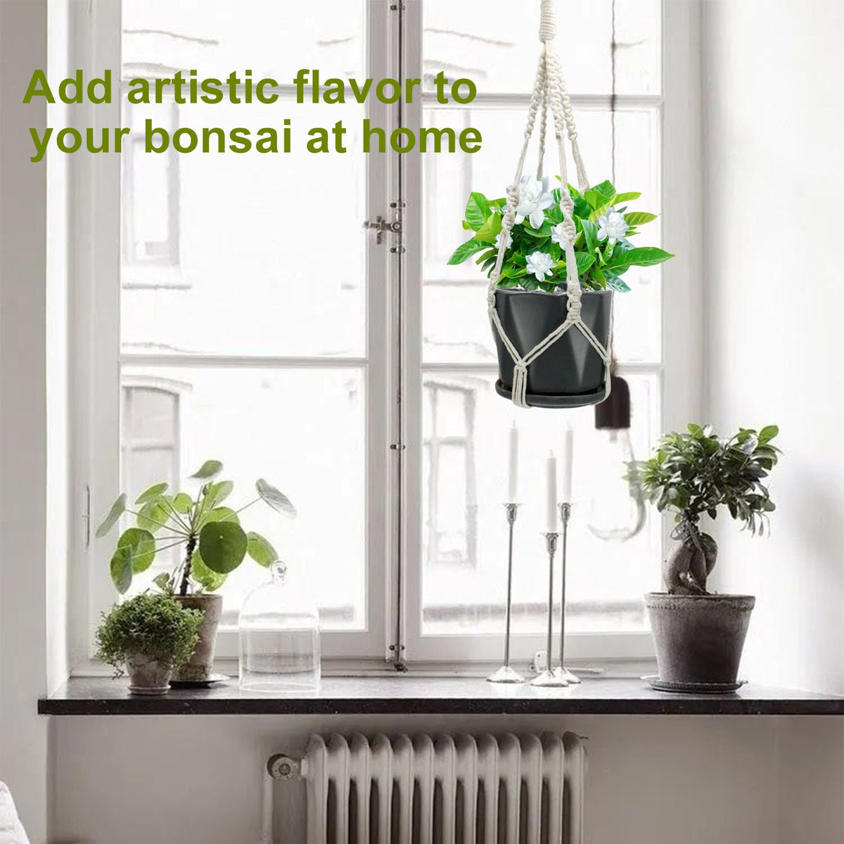 Rimoev macrame plant hanger indoor outdoor versatile for living spaces