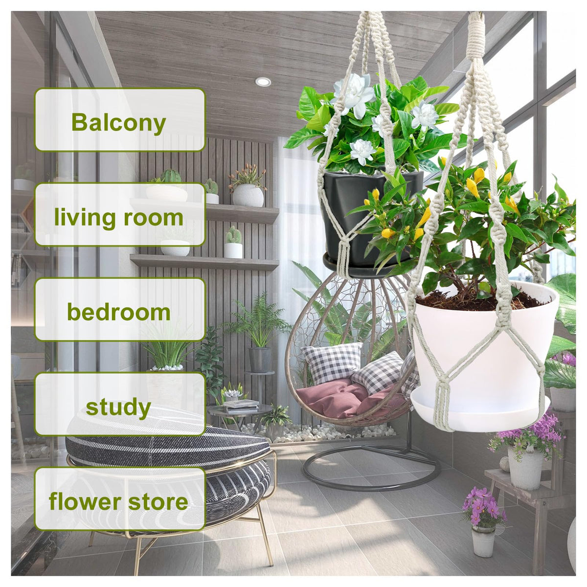 Rimoev macrame plant hanger no tassels design enhances boho decor