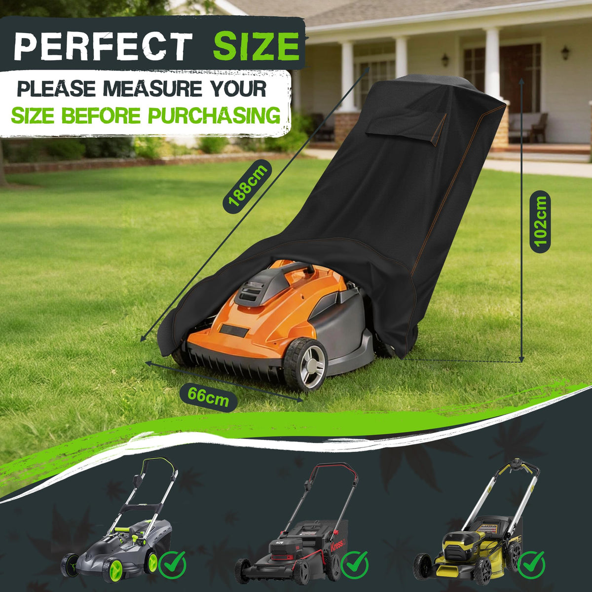 Rimwig lawn mower cover waterproof and dust-protective for outdoor use.