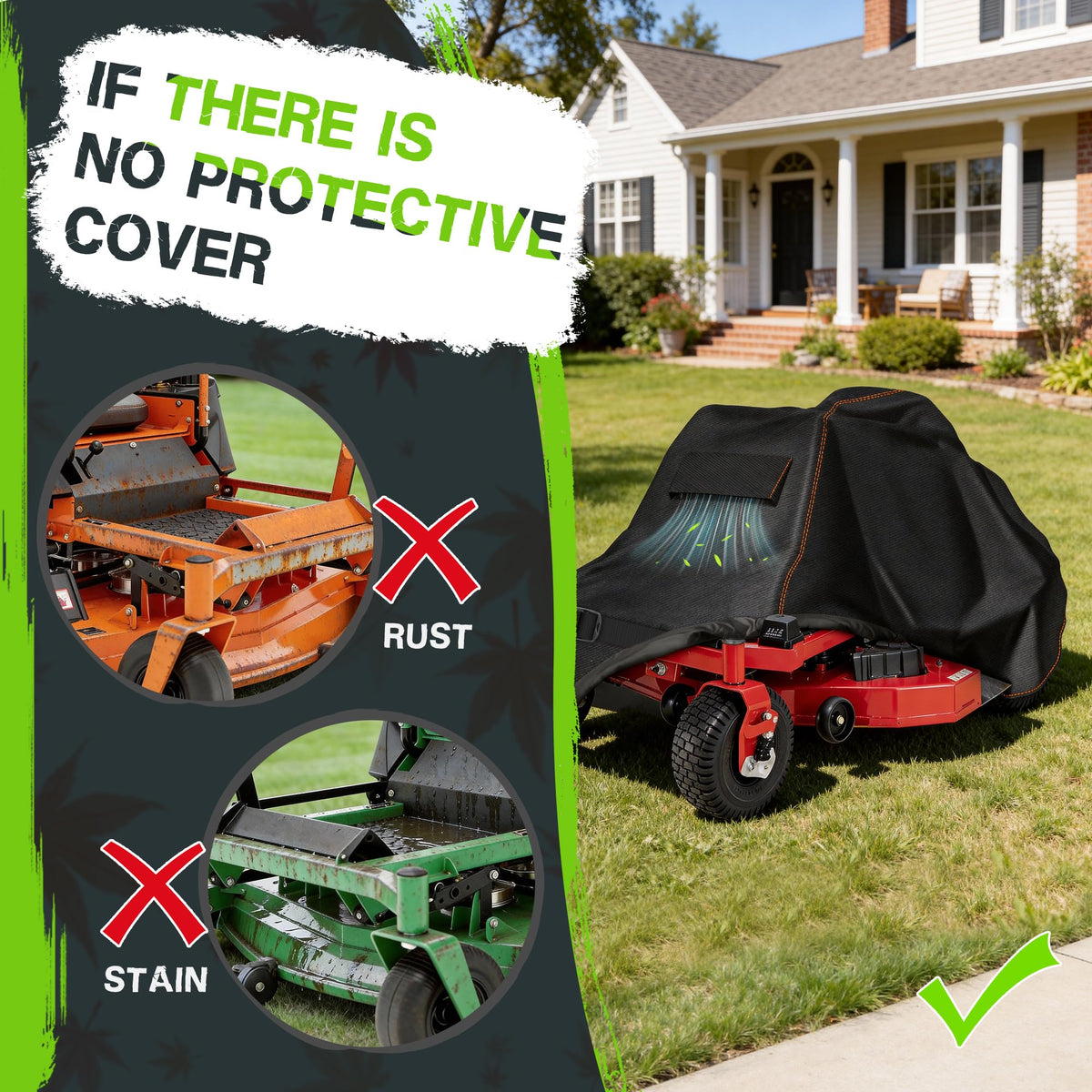 Rimwig Mower Cover sized 203x117x140cm to fit most standard zero-turn models.