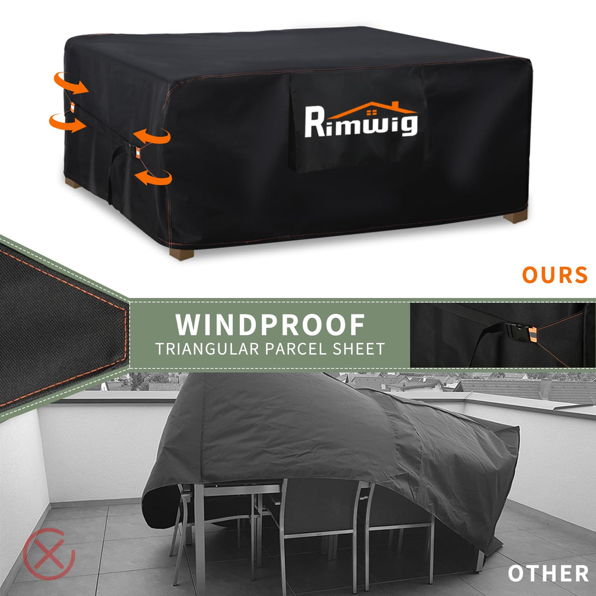 Rimwig outdoor-furniture-cover-heavy-duty-fabric resists wear and UV exposure.