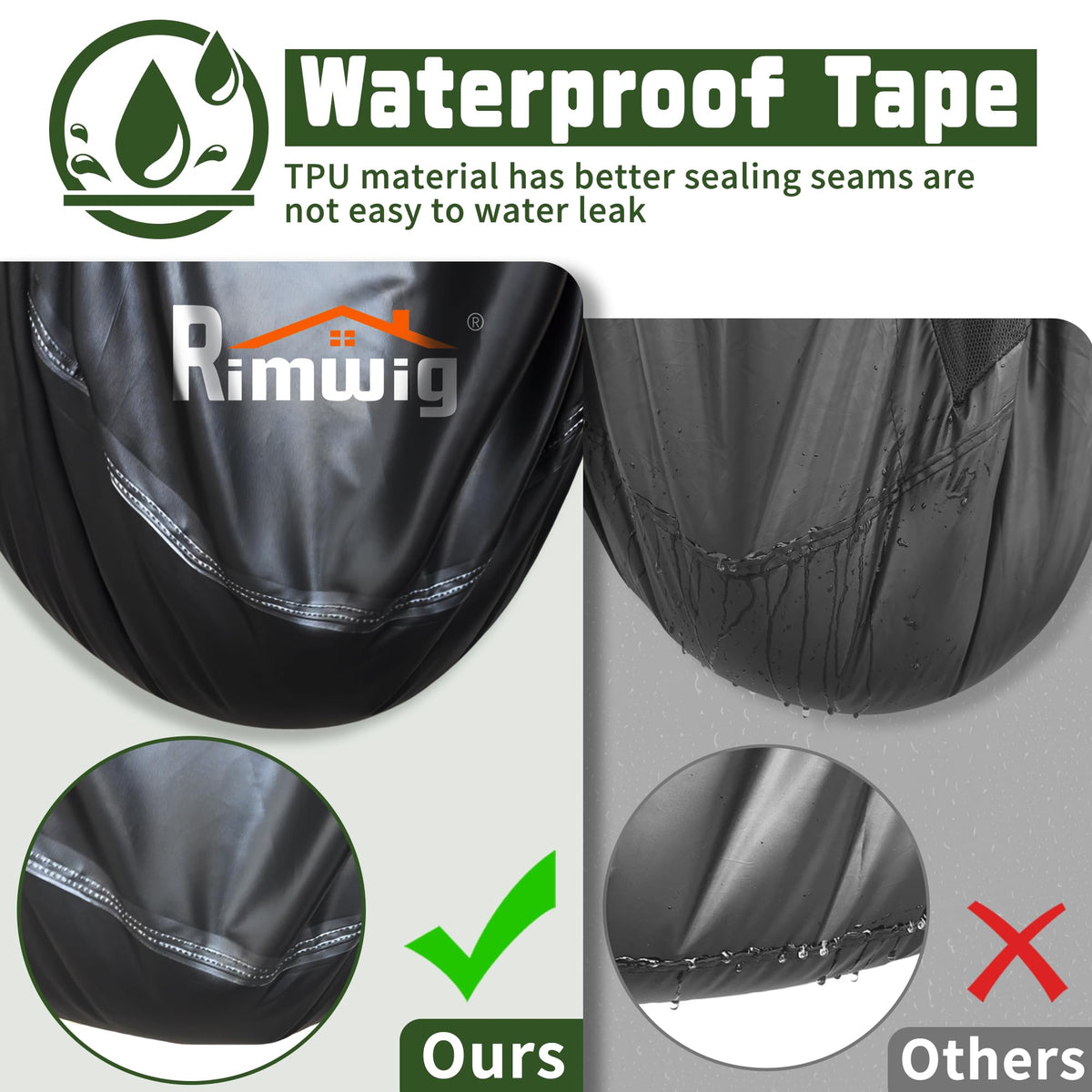 Bottom corner strap secures Rimwig cover to chair feet for a secure fit.