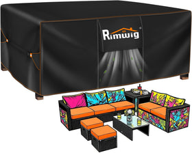 Rimwig patio cover waterproof-seams provides leak protection for outdoor furniture.
