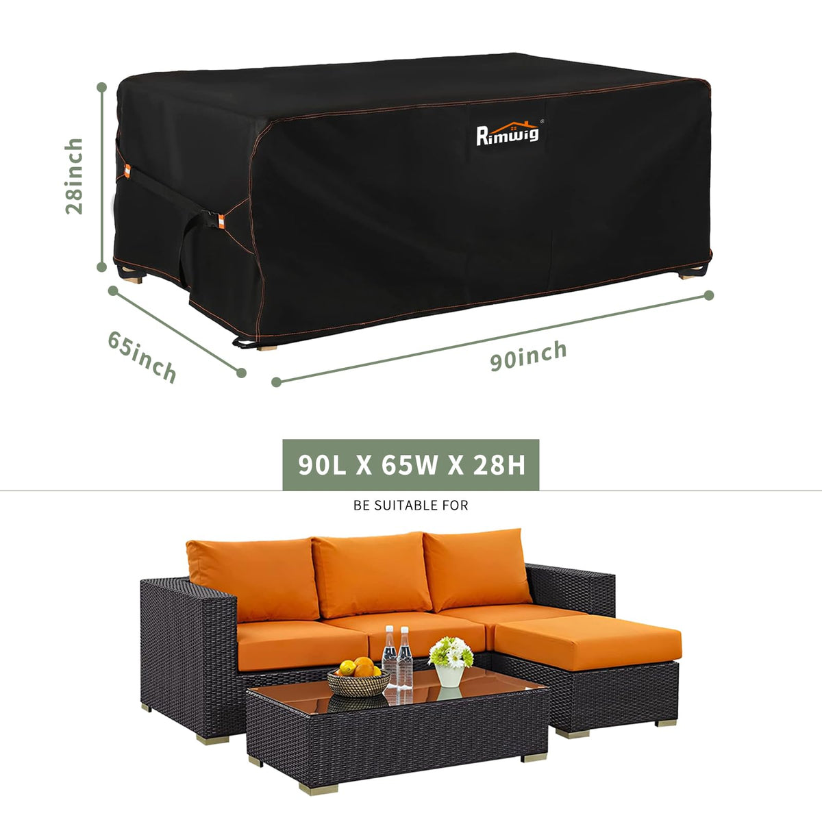 Rimwig patio-cover-windproof-corners keeps furniture secure in strong winds.