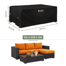 Rimwig patio-cover-windproof-corners keeps furniture secure in strong winds.