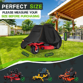 Rimwig Zero Turn Mower Cover with windproof straps secure the mower during gusty weather.