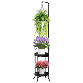 RINBOU hanging plant stand top rod with ring and hooks for secure display of plants