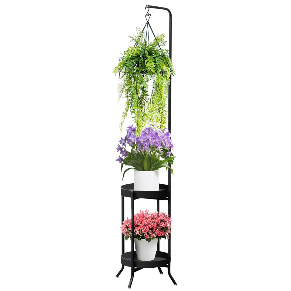 RINBOU hanging plant stand top rod with ring and hooks for secure display of plants