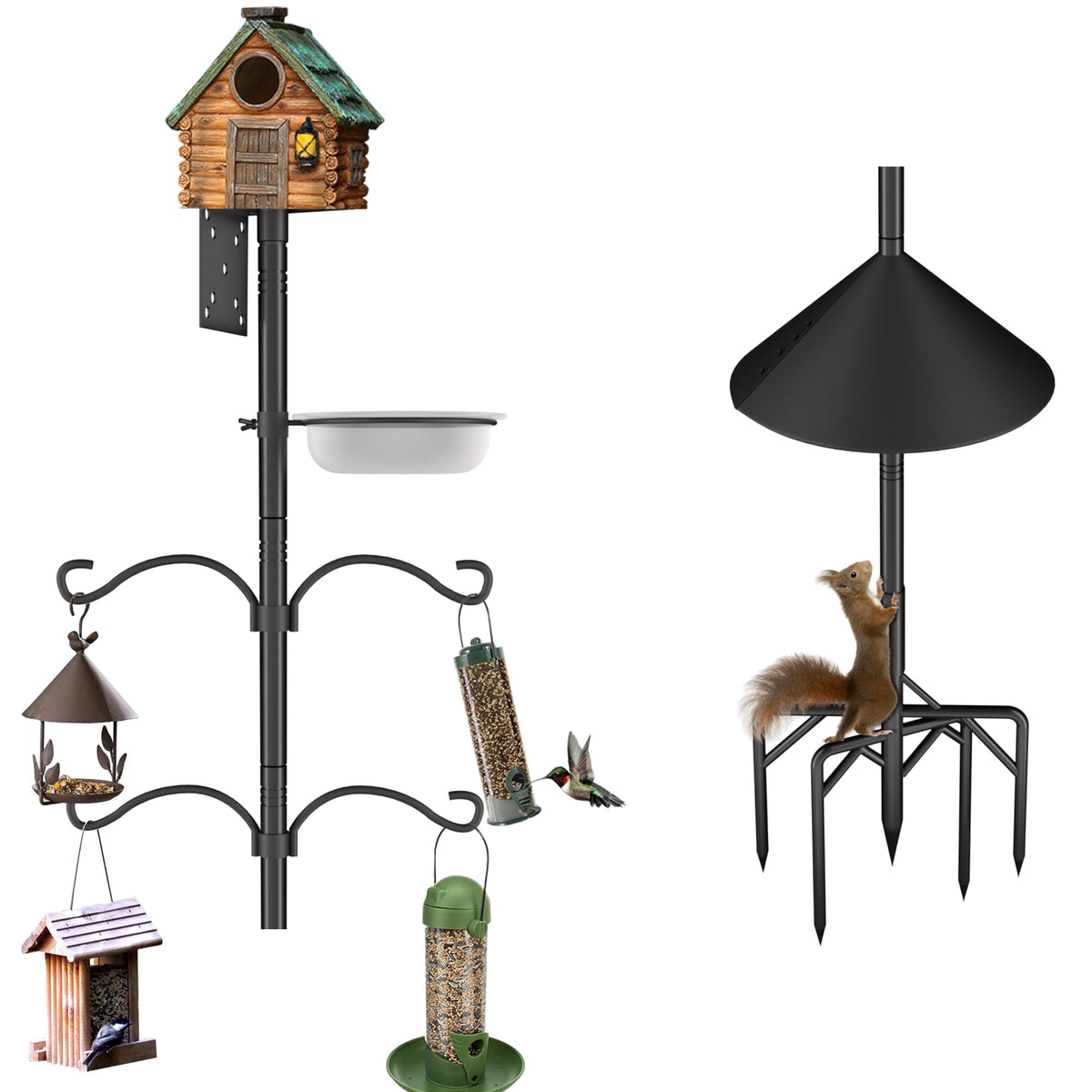 RINLAIN bird feeder pole base offers stable outdoor support for year-round bird watching.