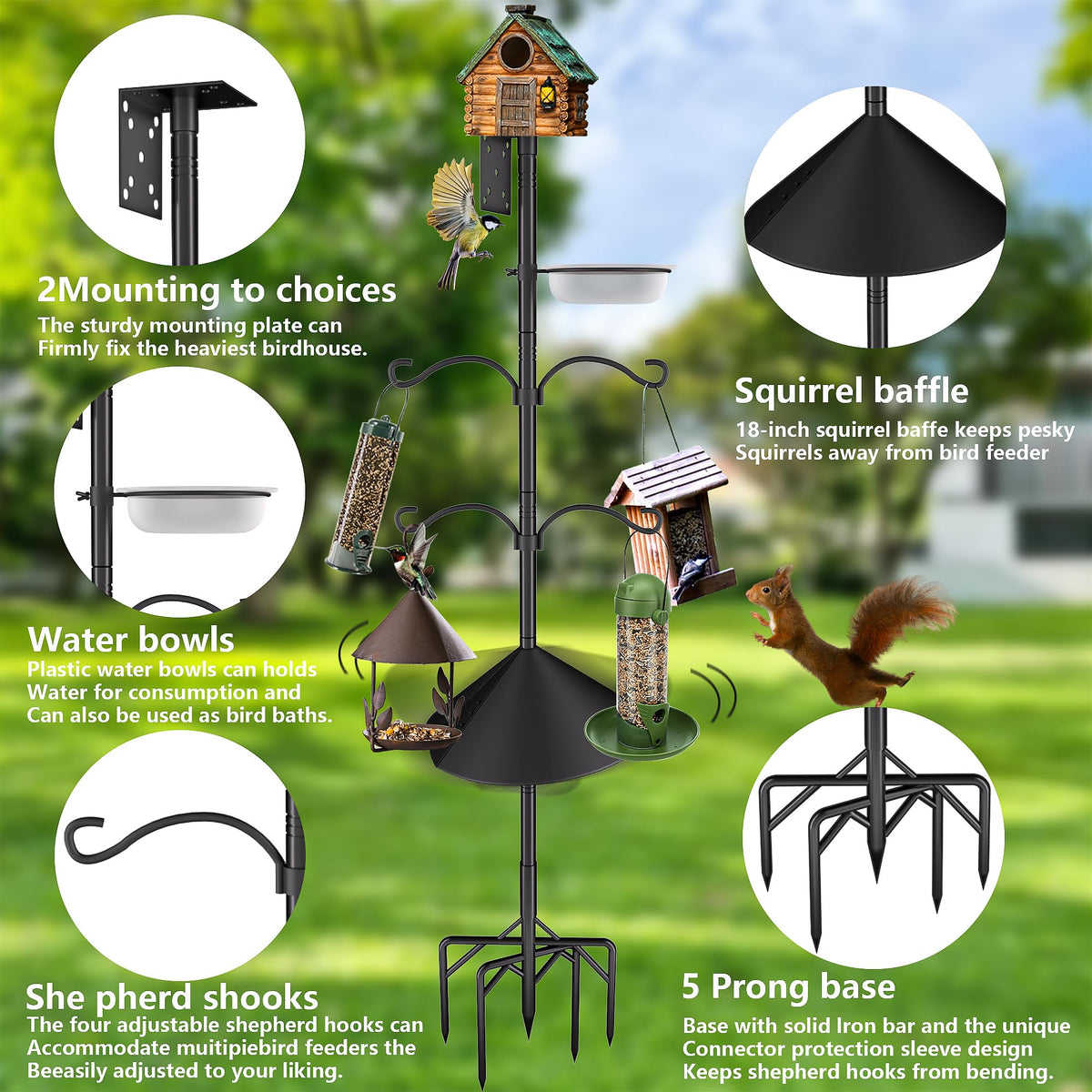 RINLAIN bird feeder pole height settings allow adjusting to your preferred viewing level.