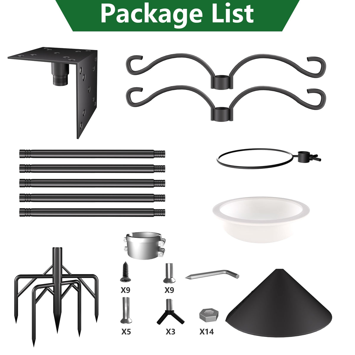 RINLAIN bird feeder pole mount platform provides a secure perch for feeders or houses.