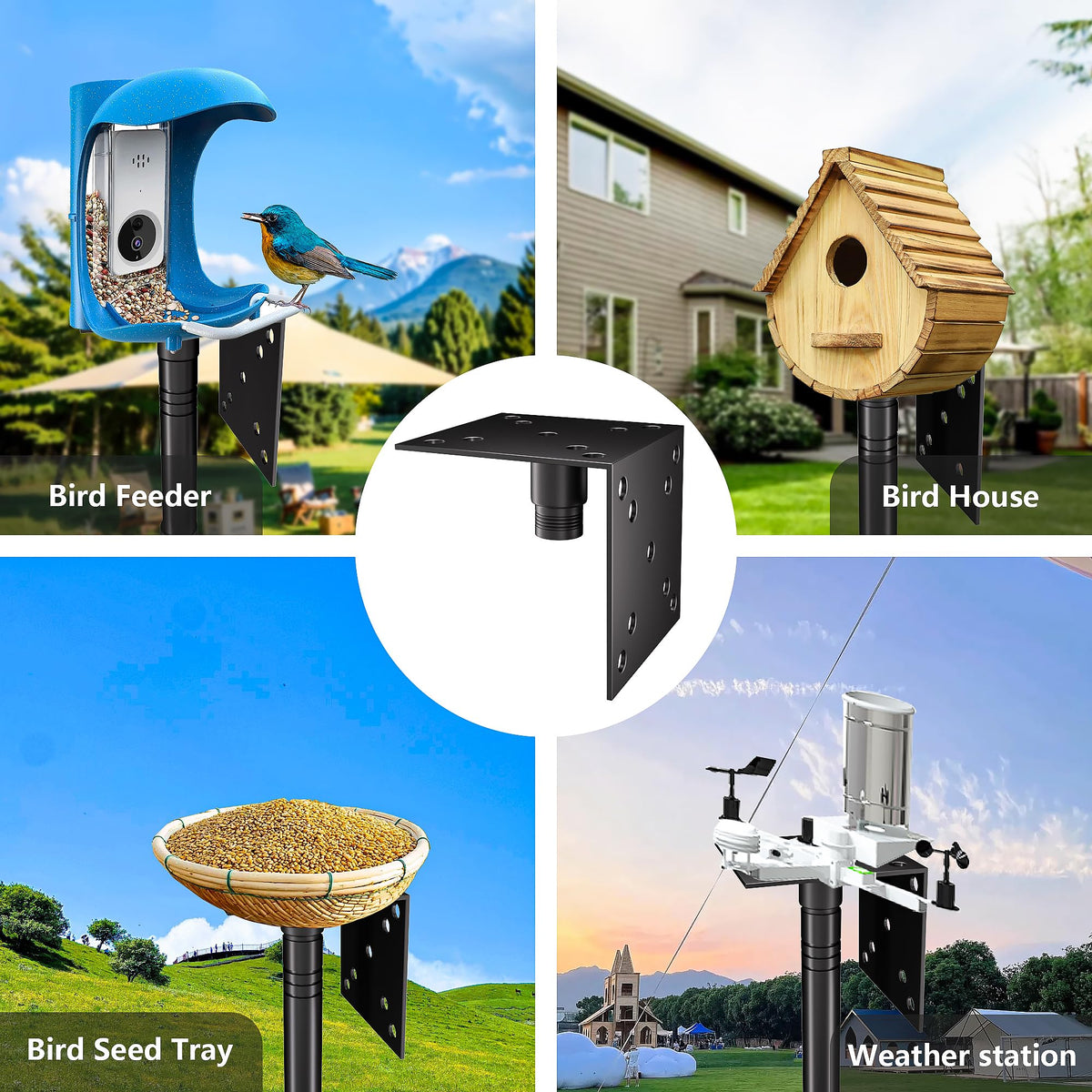 RINLAIN bird feeder pole squirrel-baffle helps deter intruders while keeping feeders accessible.