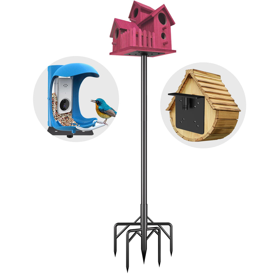 RINLAIN Bird Feeder Pole Stand with 5-prong base for stable outdoor mounting.