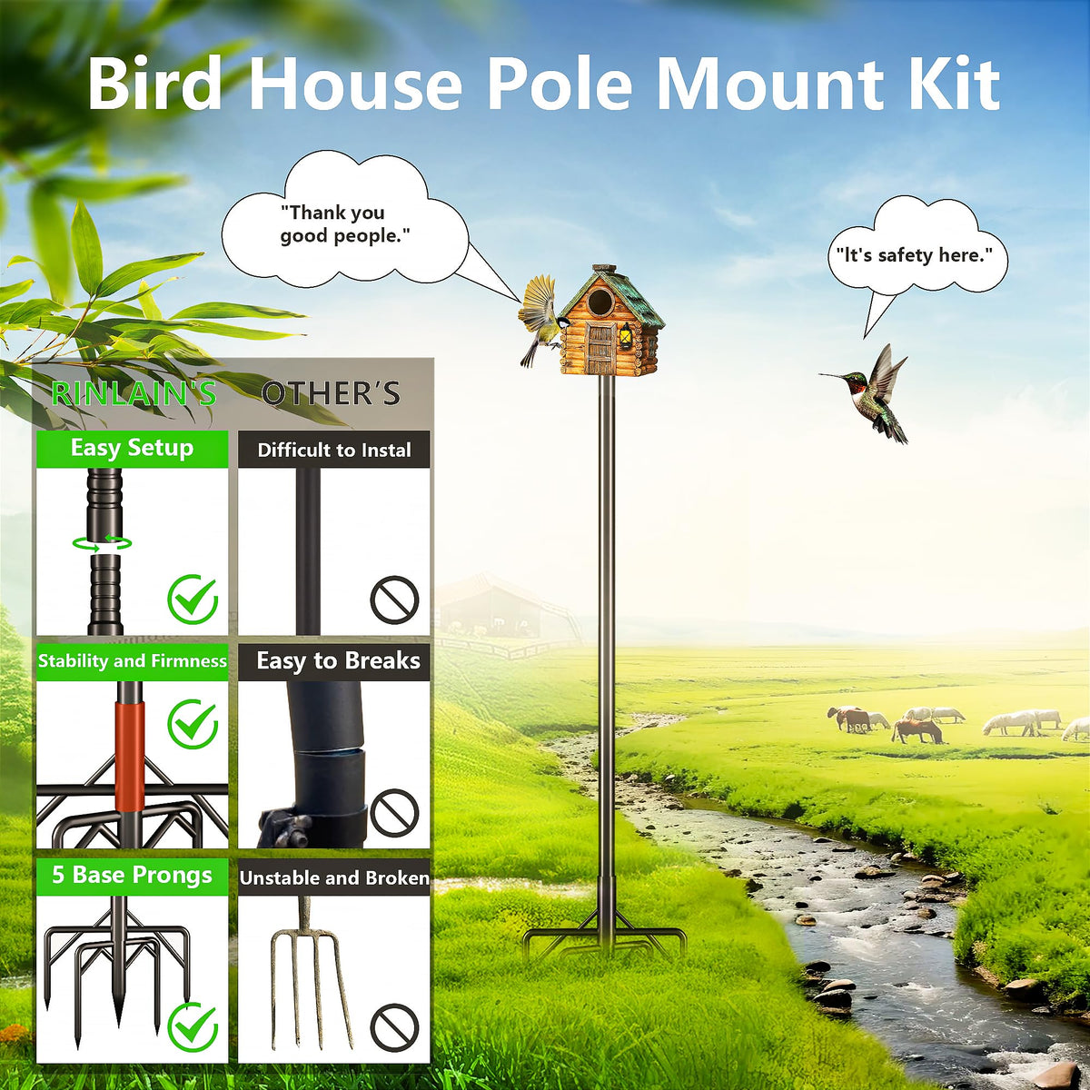 RINLAIN outdoor garden display enhances bird watching in your yard.