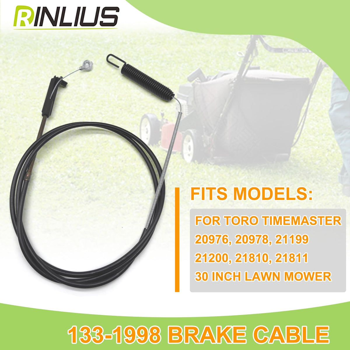 Rinlius brake cable length 54.5 inches for precise TimeMaster engagement.