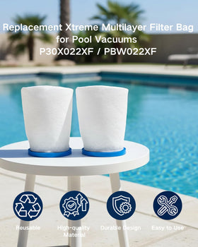 RINMEE X-treme filter bag captures leaves and twigs during pool cleaning.