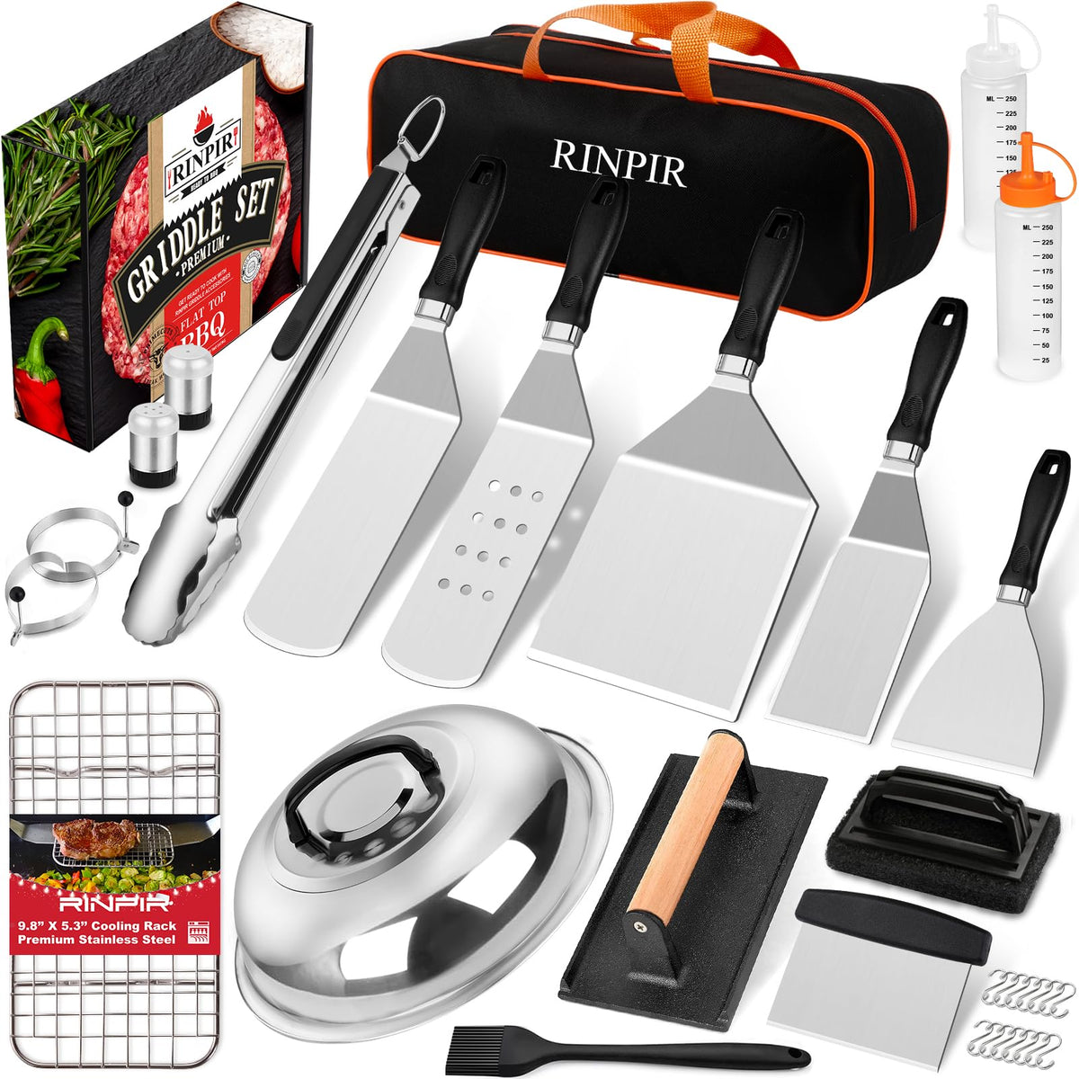 RINPIR cooling rack on the griddle supports crisp results and saves space