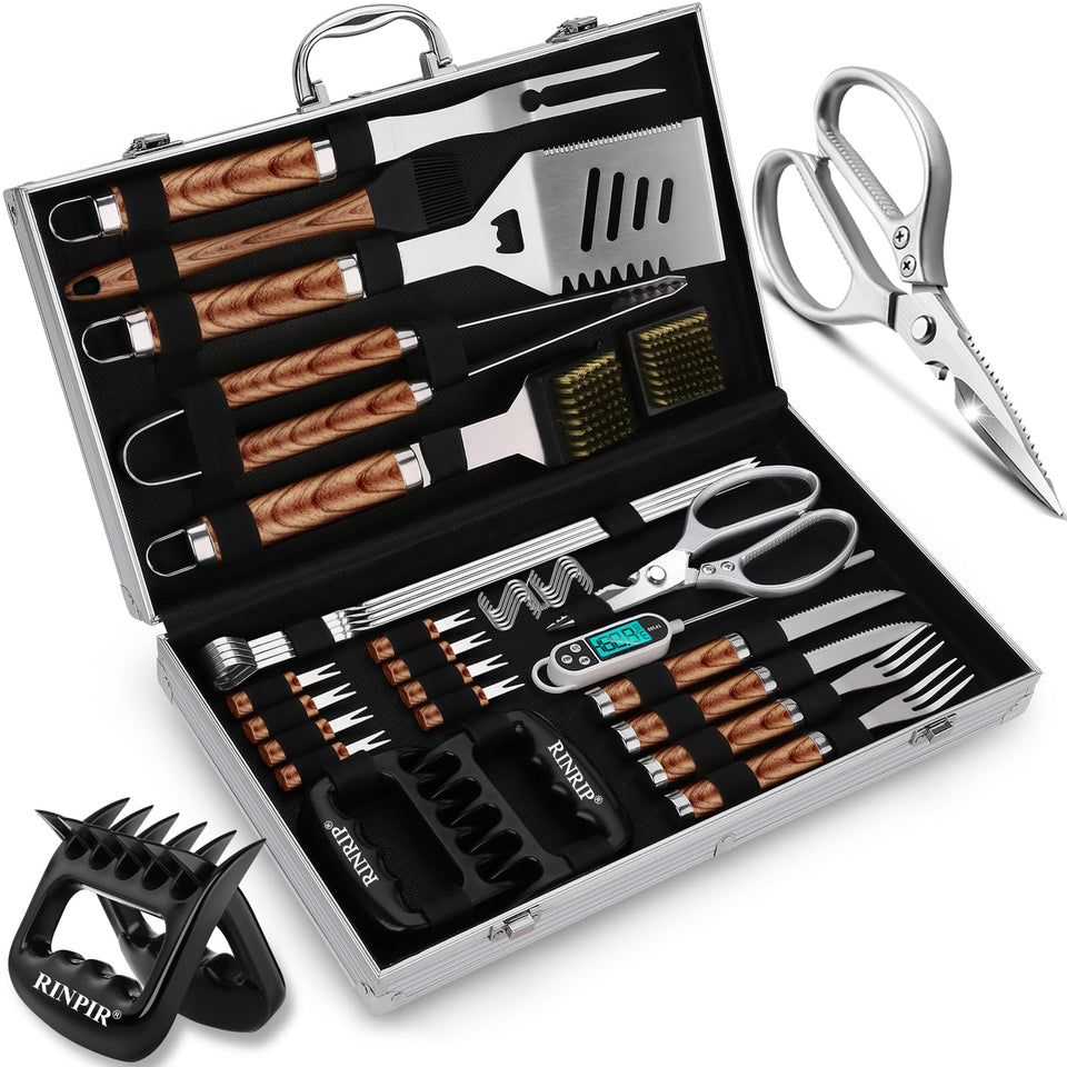 RINPIR deluxe grilling set bottle-opener spatula for precise grilling and convenient bottle opening.