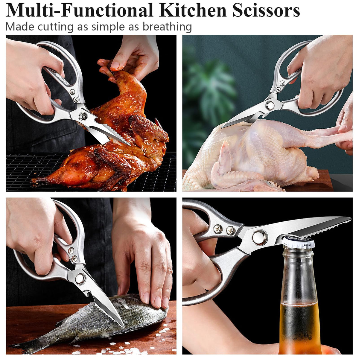 RINPIR deluxe grilling set long-handled tongs for safe flipping and heat protection.