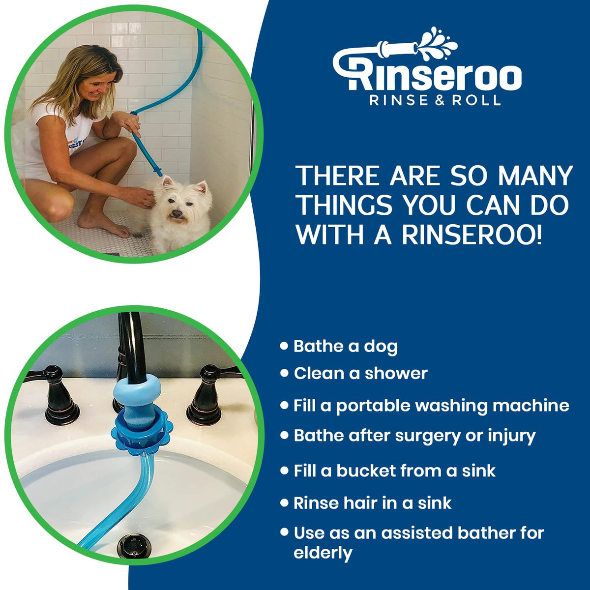 Rinseroo gentle rinse reduces bath-time stress with targeted spot cleaning.