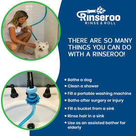 Rinseroo gentle rinse reduces bath-time stress with targeted spot cleaning.