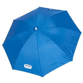 Rio Brands Wave Beach umbrella clamps on to chair arm for quick setup