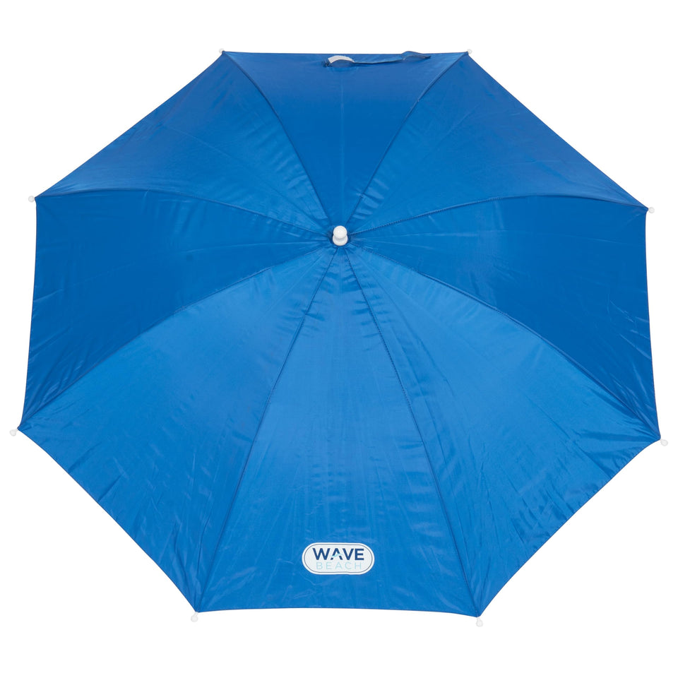 Rio Brands Wave Beach umbrella clamp-on attached to a chair for extra shade