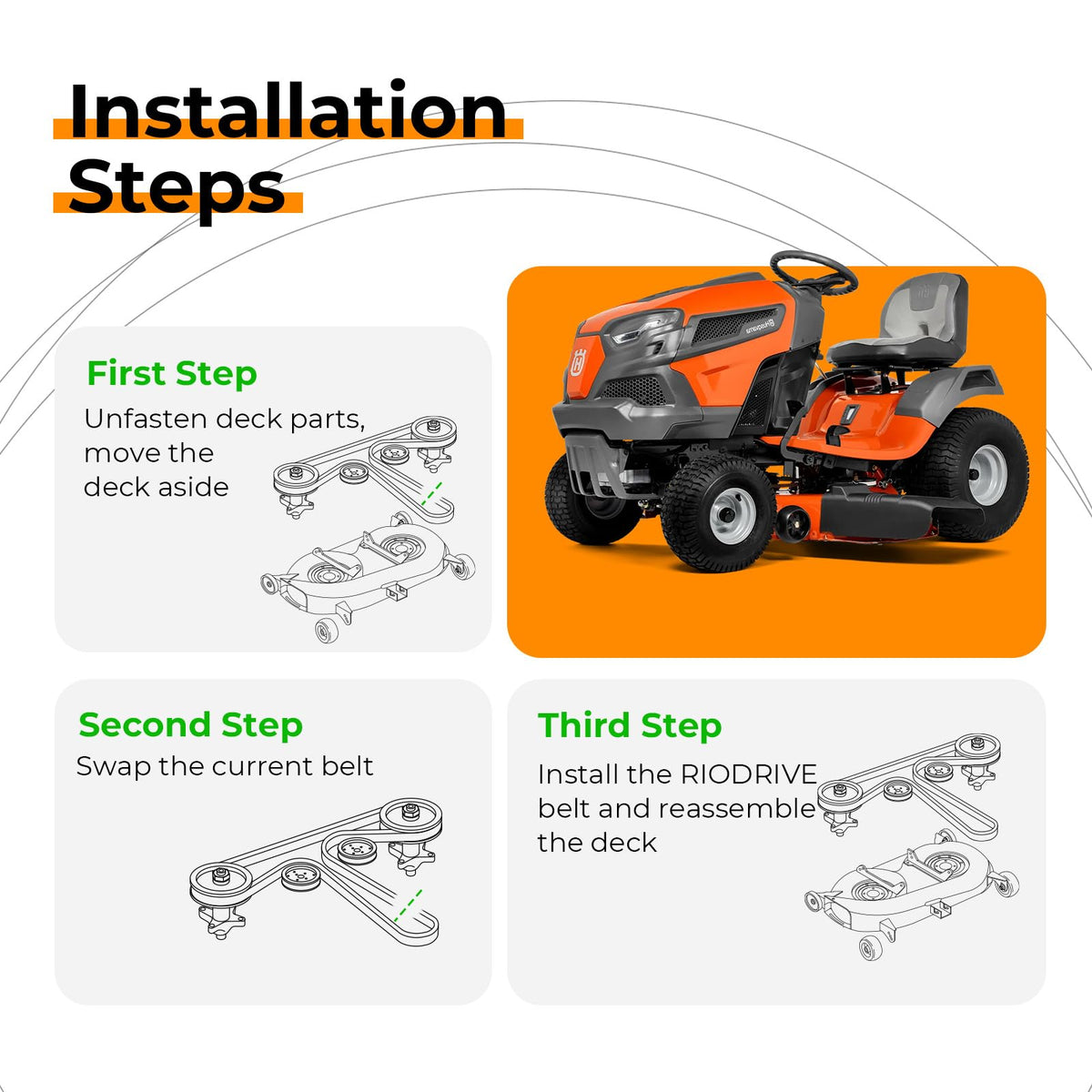 riodrive 429636 belt with pulleys shown optimizing performance on uneven terrain.