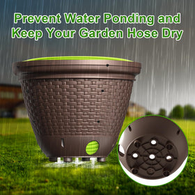 Riokko large-capacity hose box fits 100-400 ft hoses for flexible watering.