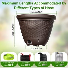 Riokko hose storage outdoor wicker keeps hoses protected from weather and clutter.