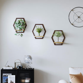 Rioneta solid wood shelves with 9-inch depth add space-saving display.