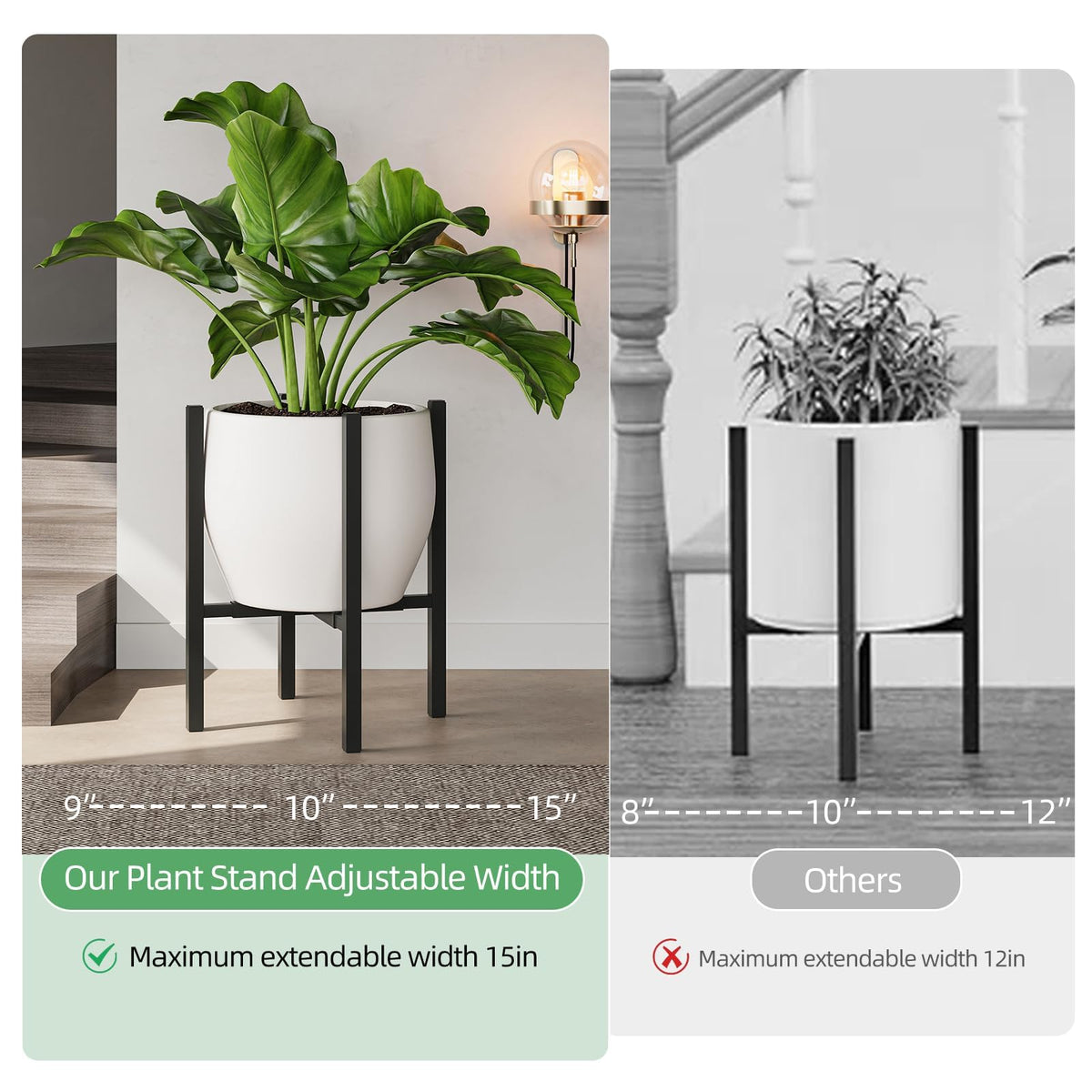 Rioneta 9 to 15 inch pot stand offers versatile compatibility with various planters