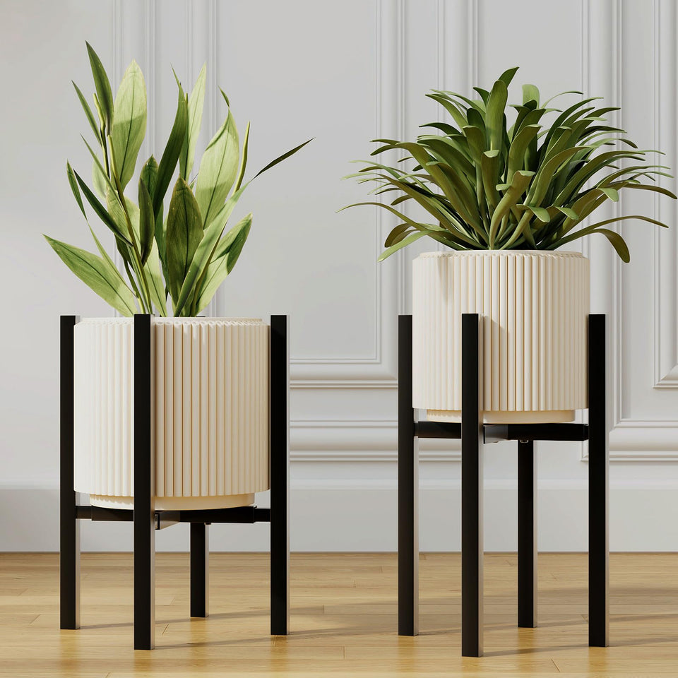 Rioneta adjustable metal plant stand indoors supports a 12-inch pot for compact spaces