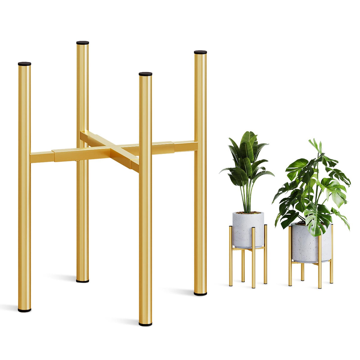 Rioneta adjustable plant stand supports 8-14 inch pots for flexible layouts.