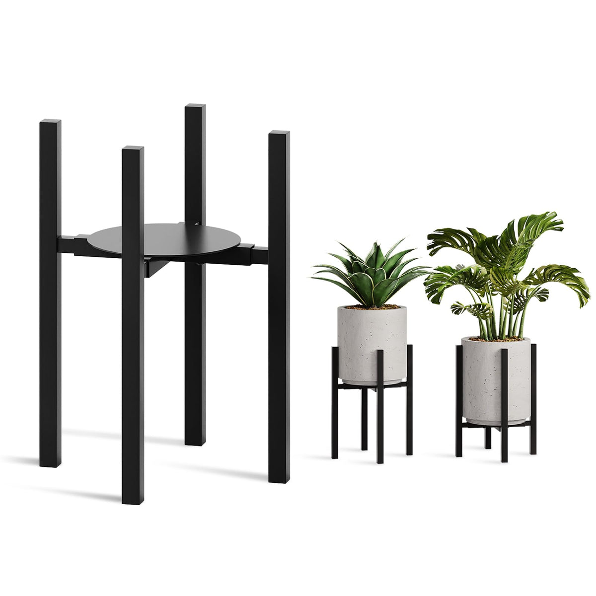 Rioneta adjustable plant stand supports 9–15 inch pots for flexible display.
