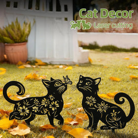 Rioneta cat yard stake silhouettes add whimsical appeal to lawns and patios.