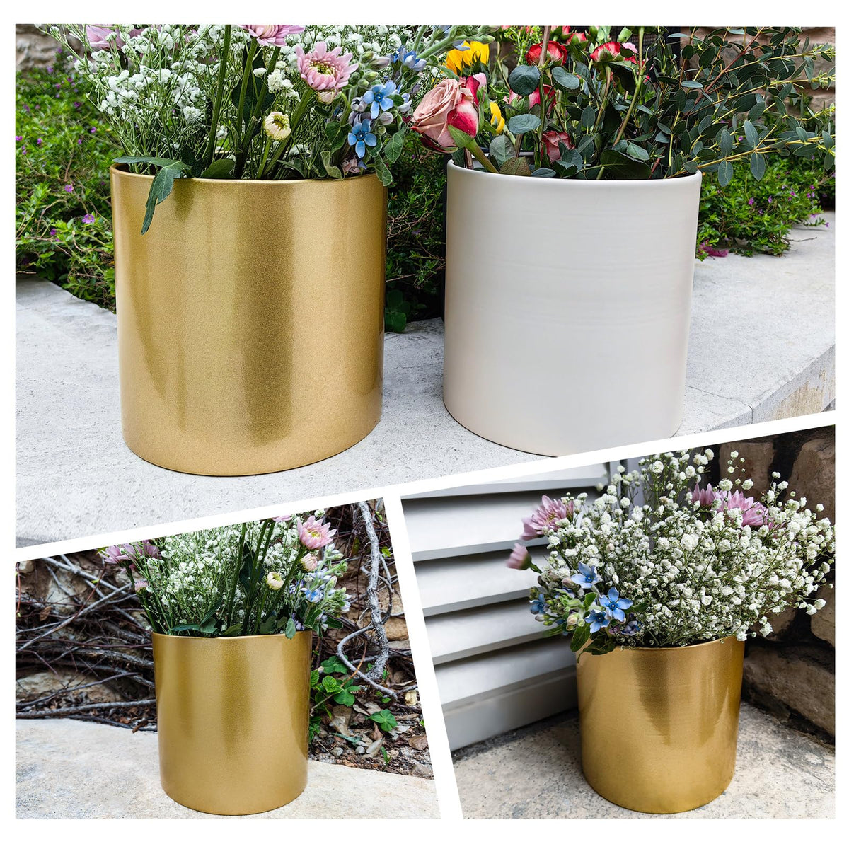 Rioneta gold metal pot ideal for succulents and small greenery