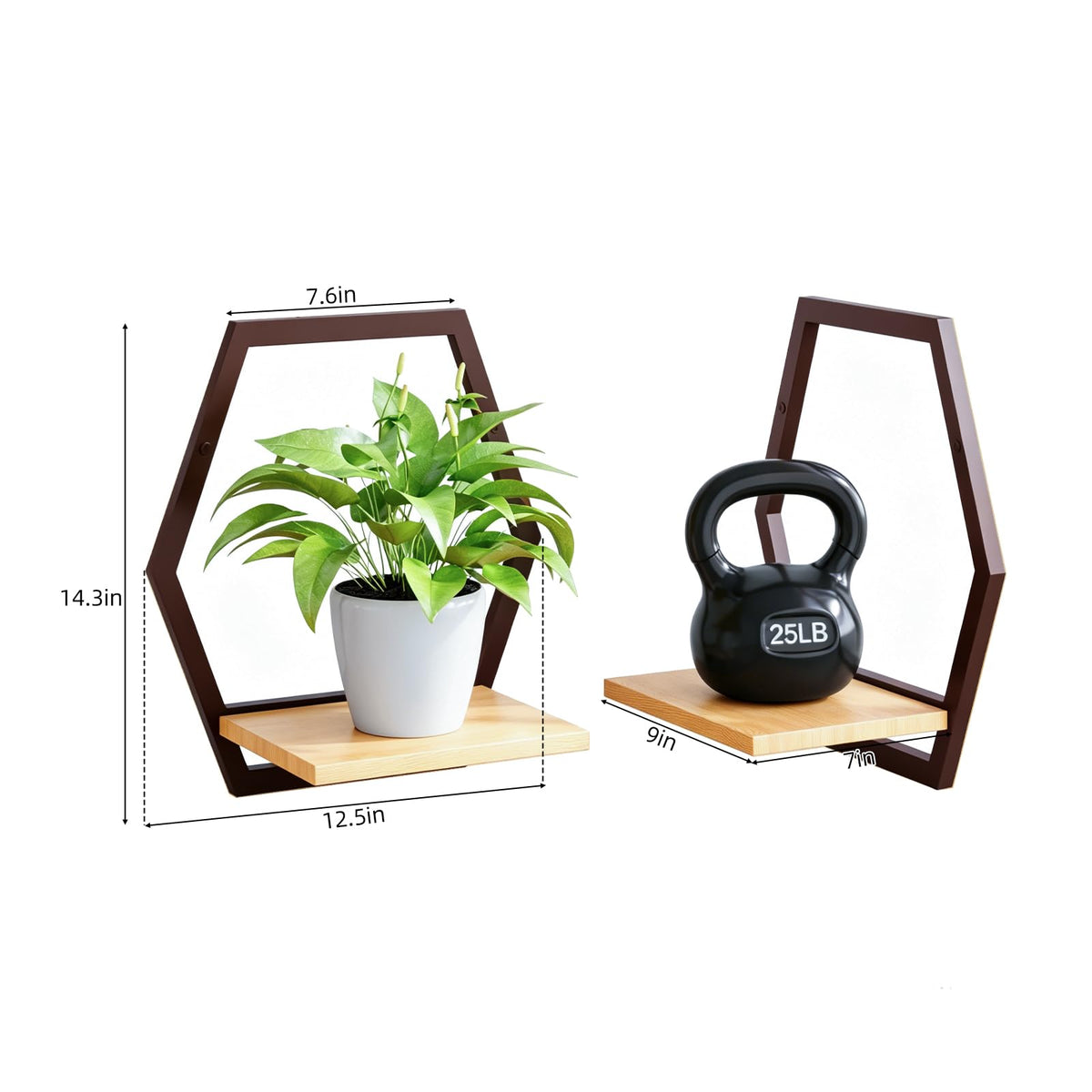 Rioneta arch-design metal brackets support up to 25 lbs for sturdy wall decor.