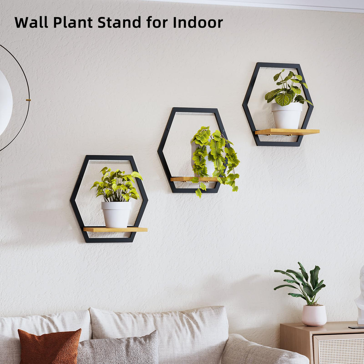 Rioneta heavy-duty metal frame plant stand supporting up to 25 lbs for sturdy display.
