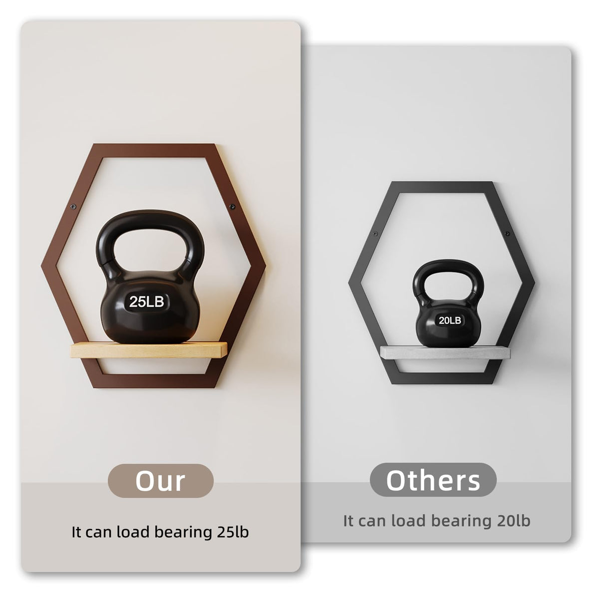 Rioneta indoor wall mount holds planters, mugs, or small decor items.