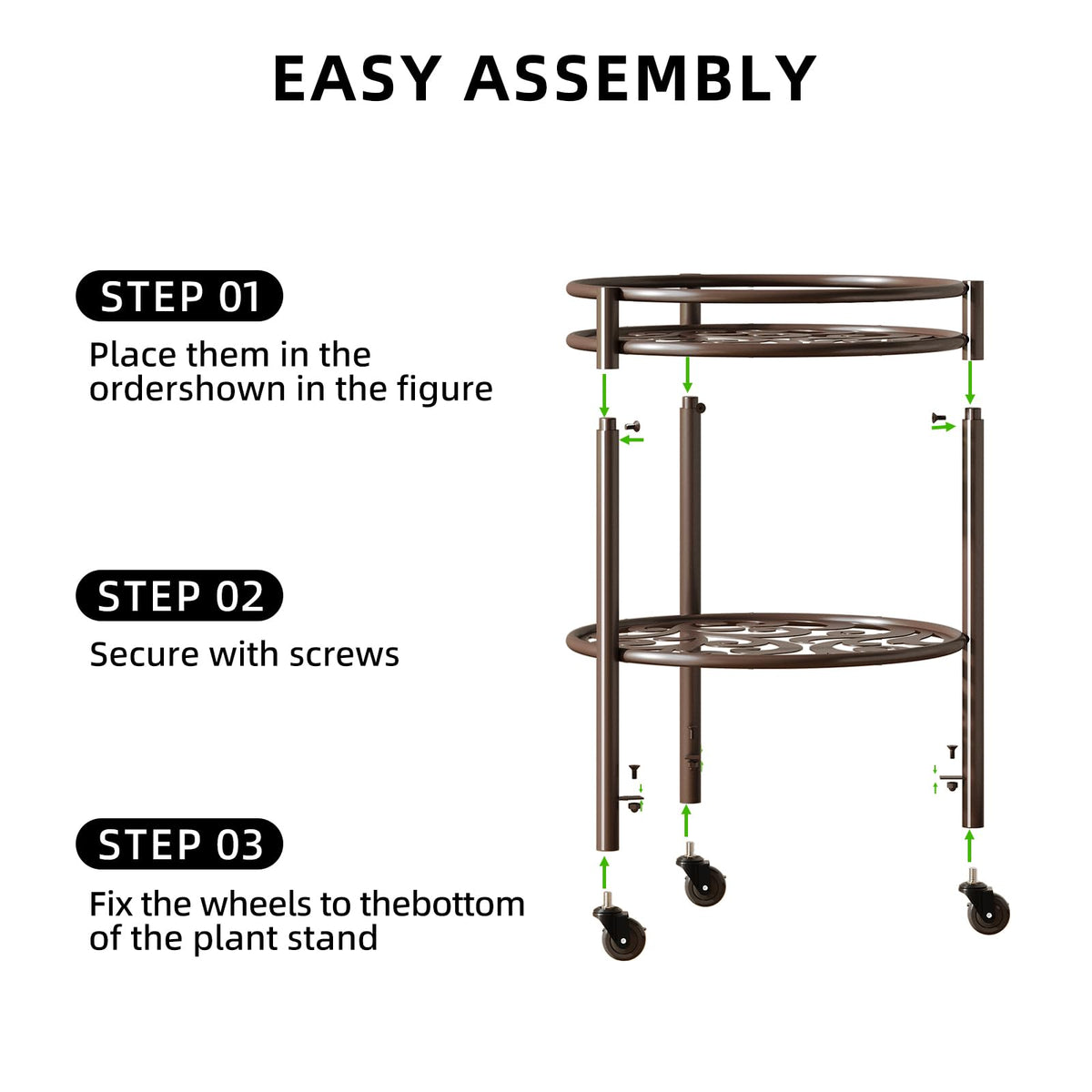 Rioneta rolling plant stand suitable for both indoor and outdoor use.