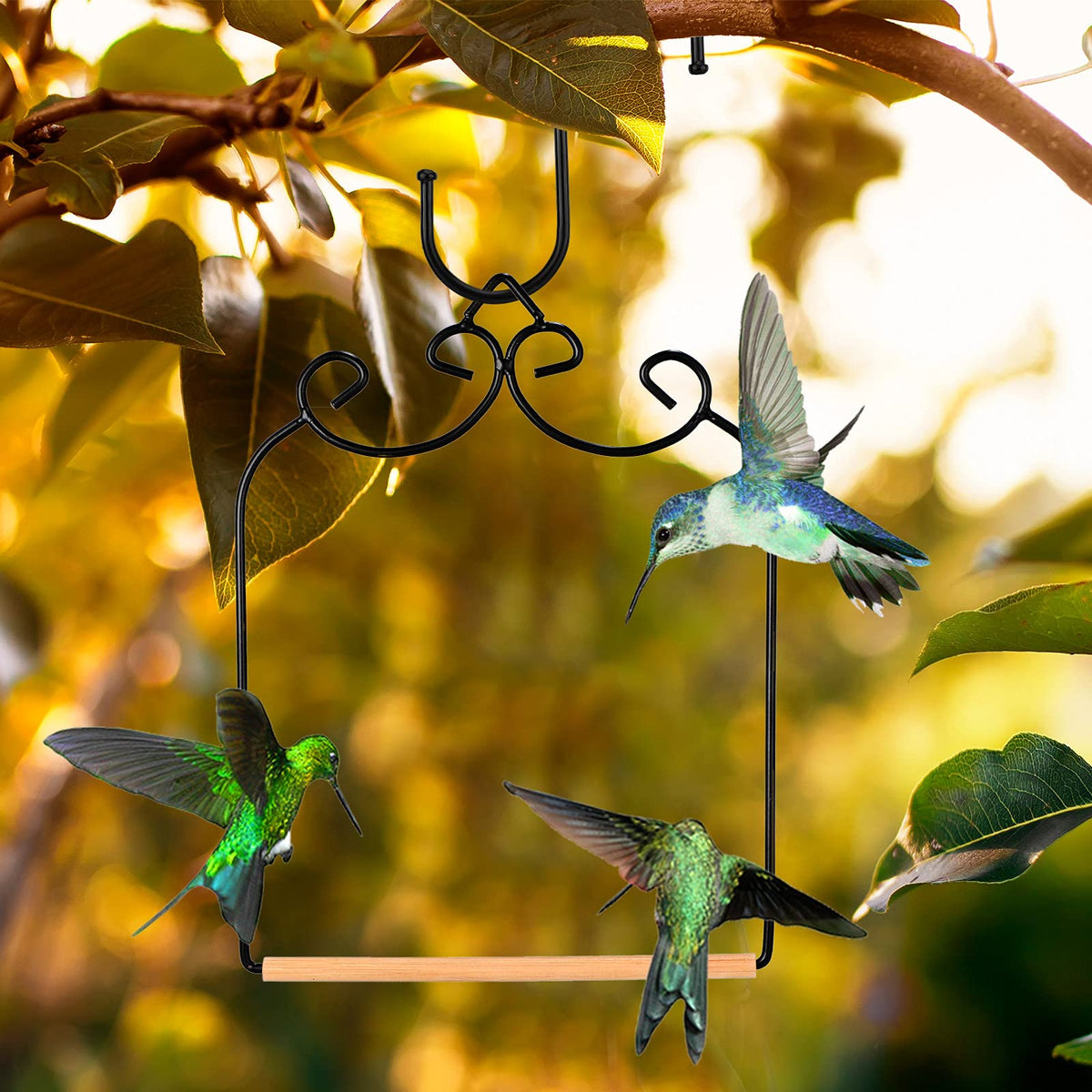Ripeng hummingbird swing black metal frame for durable garden decor