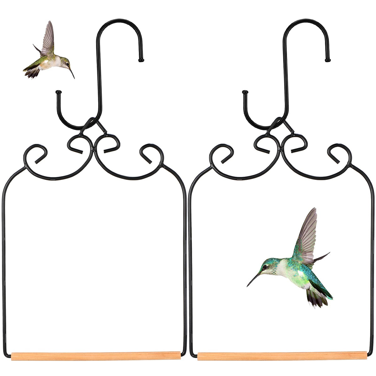 Ripeng hummingbird swing with metal frame and wooden dowel, ideal for garden viewing