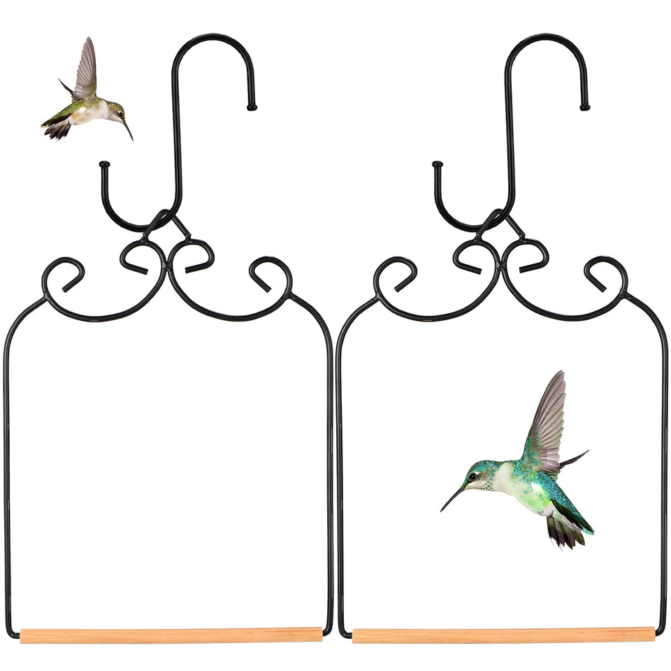 Ripeng hummingbird swing with metal frame and wooden dowel, ideal for garden viewing