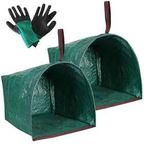 RISETEX 72-gallon garden bag with dustpan-style opening for easy loading.